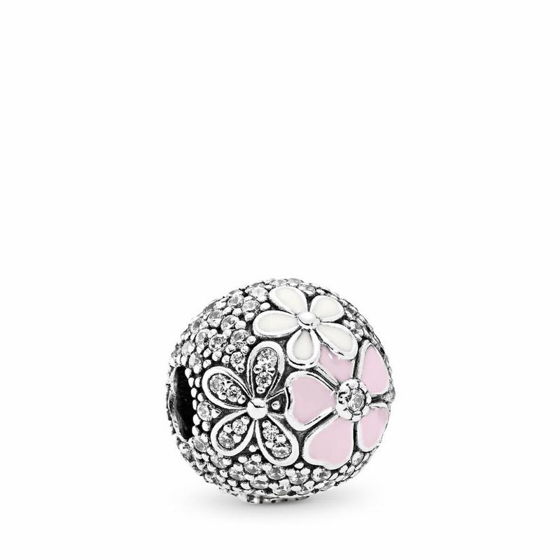 Pandora Poetic Blooms Charm - Sterling Silver/Enamel/Pink/Cubic Zirconia - Canada | VP9841VD